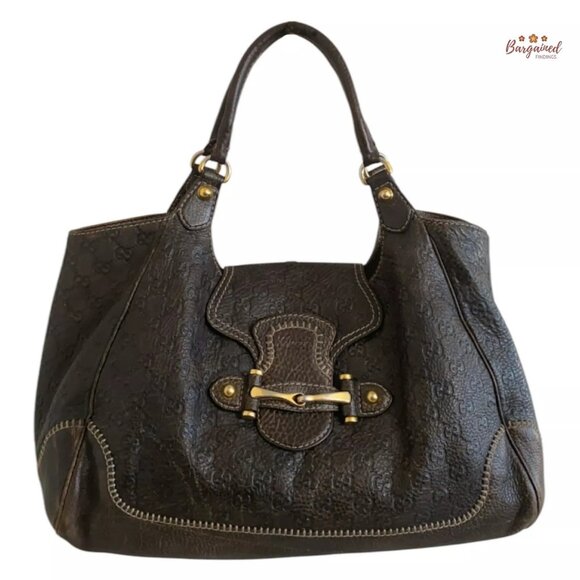 Authentic GUCCI Dark Brown Guccissima Leather New Pelham Large Shoulder Bag - Picture 1 of 15